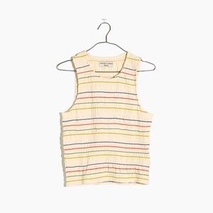 Madewell Texture and Thread Rainbow Stitch Smocked Tank Top Size Small